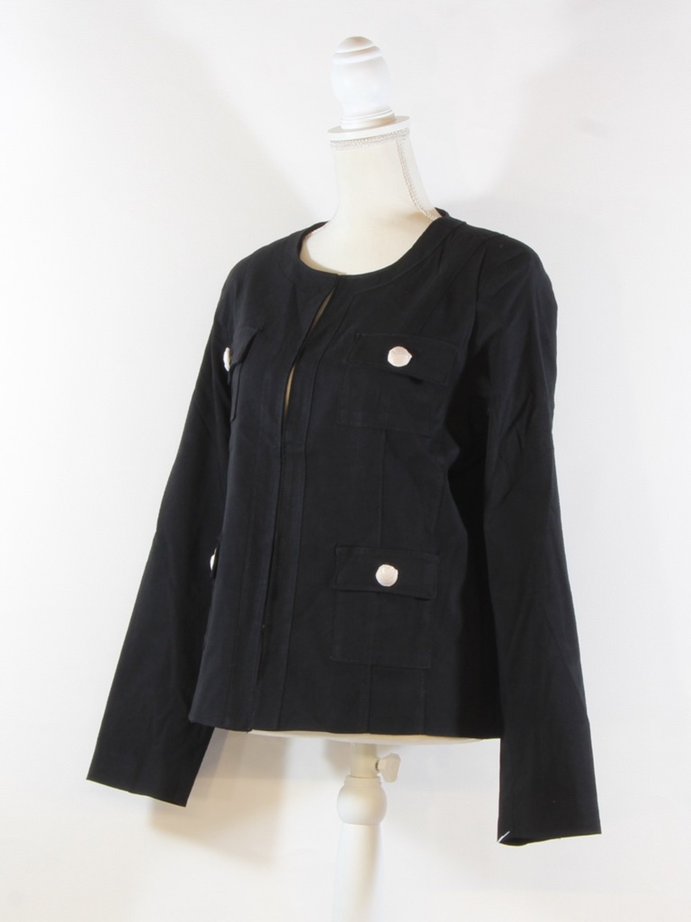 Chadwicks Women's Black Collarless Pocket Blazer w/Gold Buttons - Picture 4 of 5